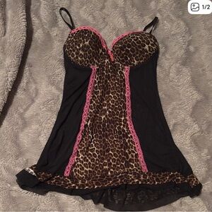 Leopard Print Chemise with Pink Accents